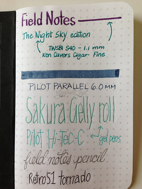 Field Notes Night Sky Writing Sample