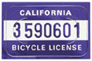 California bicycle license