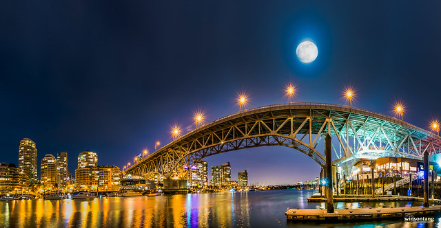 Full Moon at Granville St. Bridge, Vancouver