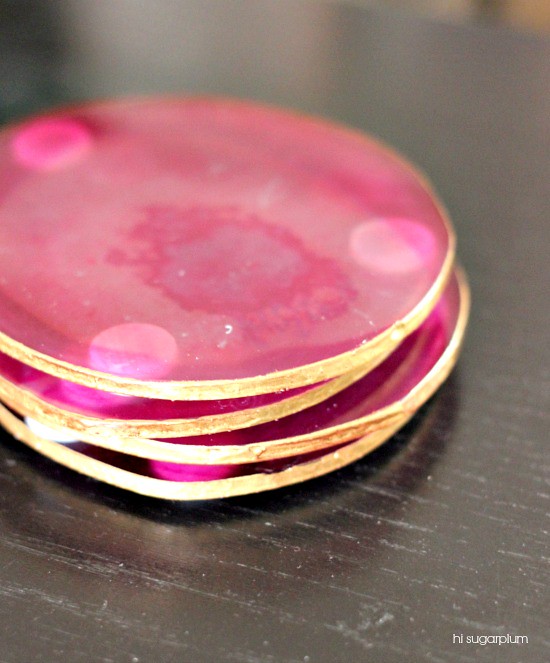Hi Sugarplum | DIY Gold Leaf Agate Coasters