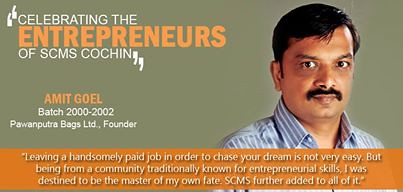 Celebrating the Entrepreneurs of SCMS Cochin  Alumnus Mr. Amit Goel (PGDM Batch 2002) is among those who knew his heart's-calling quite well from the begining. by scmseducation