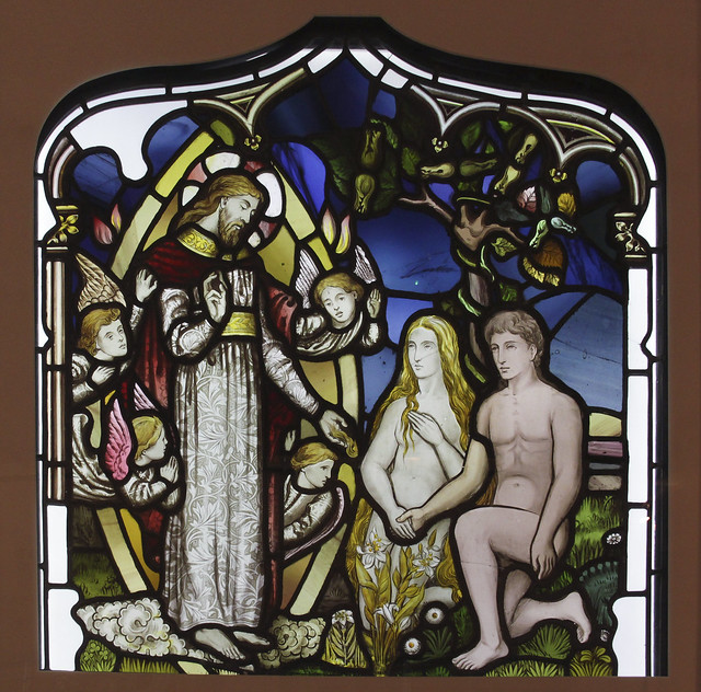 Adam and Eve before God, Designed by Christpher Whall, about 1880
