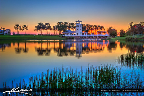 Tradition Tower at Lake During Sunset Port St Lucie Florida by Captain Kimo