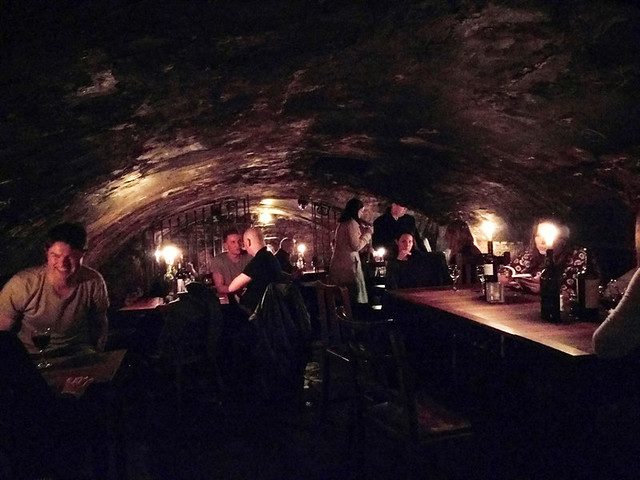 drinking wine in the cave @ Gordon's Wine Bar