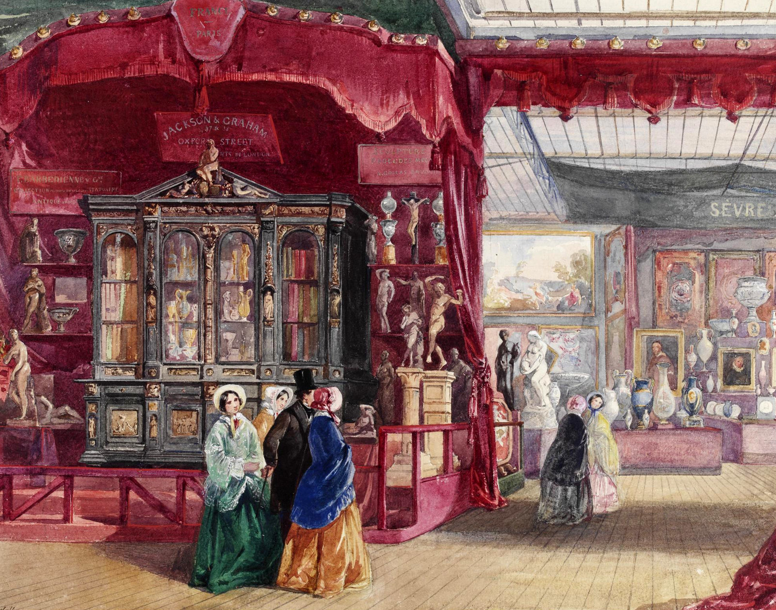 'Part of the French Court, No. 1 (Sèvres)', with a display of porcelain by the Sèvres factory visible in the background. © Victoria and Albert Museum, London