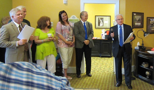 Kentucky Rural Development State Director Tom Fern (right) speaks at the opening of the Daisy Hill Assisted Living facility in Versailles.  USDA Rural Development guaranteed a loan for the facility, creating jobs and providing a quality facility for area seniors. USDA photo.