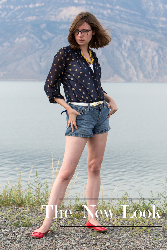 TheNewLook, Never Fully Dressed, Polka dot Shirt, Shorts, Red Shoes, Popbasic, modcloth, 
