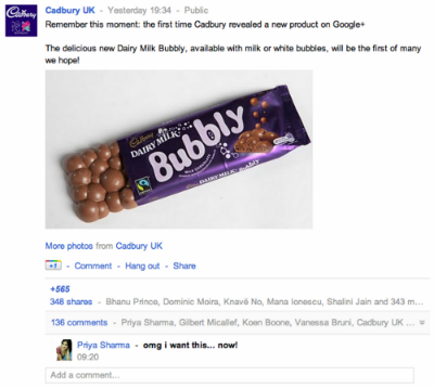 Cadbury Launches New Candy on Google+