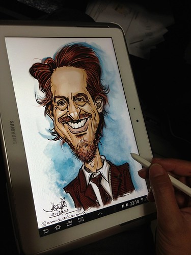Robert Downey digital colour caricature on Samsung Galaxy Note 10.1 on Sketchbook Pro