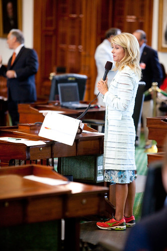 Senator Wendy Davis stands at her filibuster.