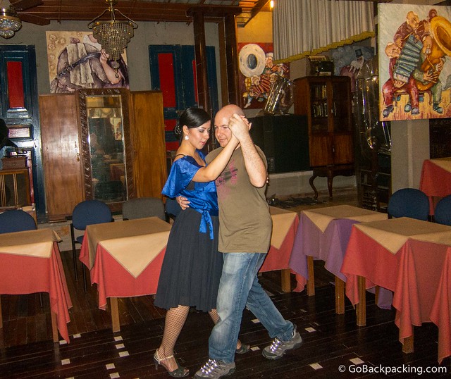 Enjoying my private tango lesson, the first since my time in Buenos Aires last year