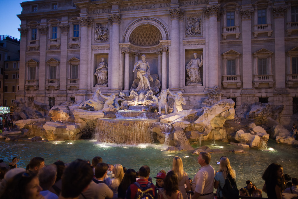 Trevi Fountain + Tourists