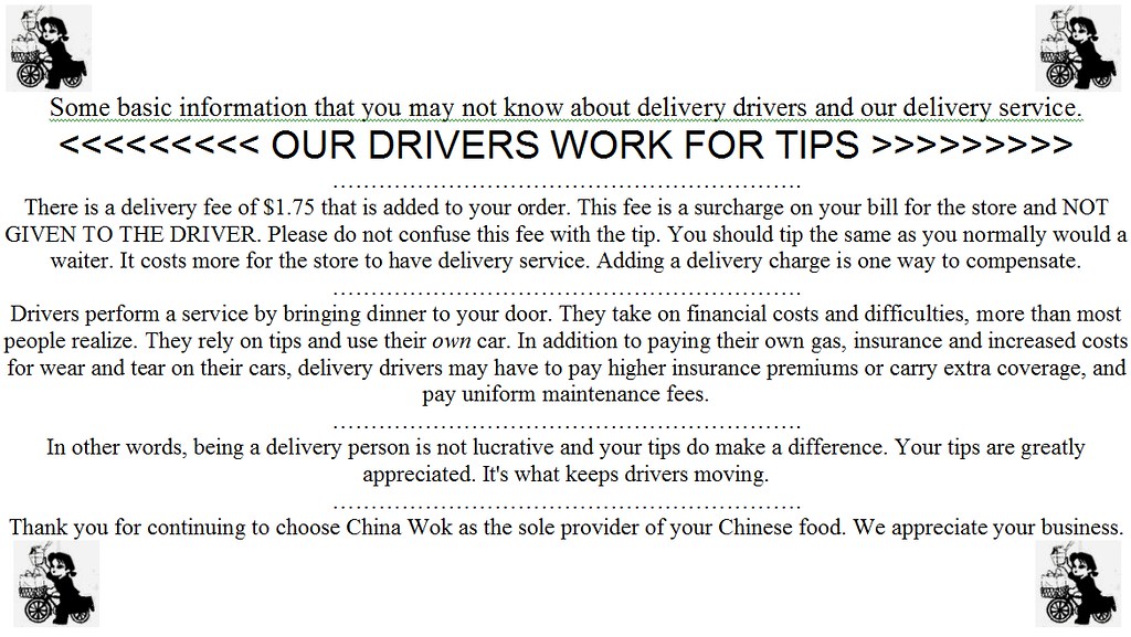 Tip Memo Given to Customers