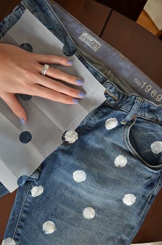polka dot jeans lining up the template