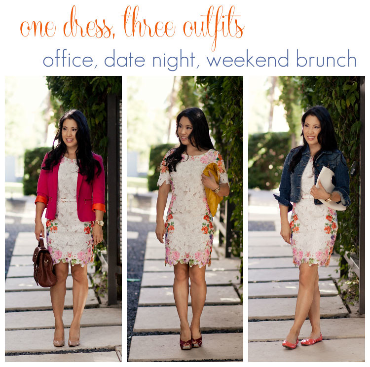 dress remix:  1 dress, 3 outfits -- office, date night, weekend brunch