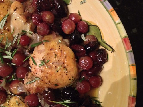 Harvest chicken with grapes olives and rosemary