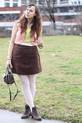 Sugar Plum Fairy outfit: pink ballet tights, Jeffry Campbell for Free People "Cast & Crew ankle boots", vintage suede mini skirt, lace Anthropologie blouse, Phillip Lim for Target crossbody bag, Anthropologie horseshoe "Lucky Icon" necklace