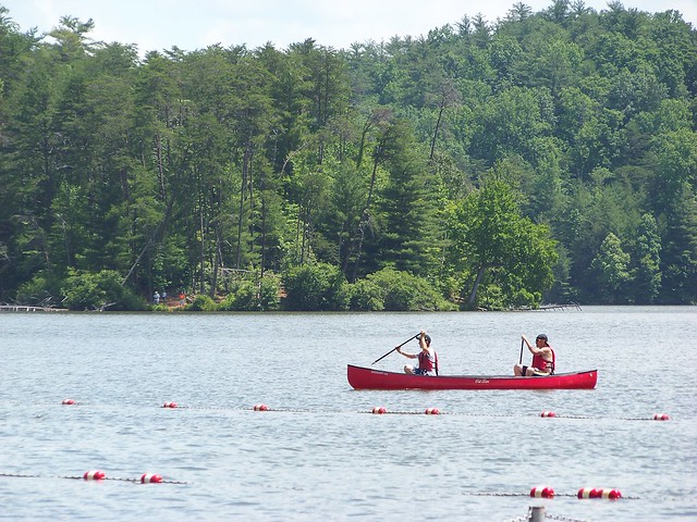 A canoe or paddle boat ride is a fune way to exercise.