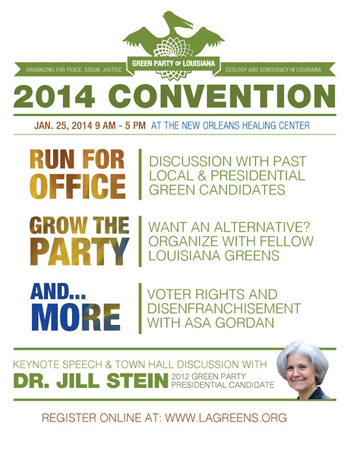 Green Party of Louisiana Convention 2014 Flyer