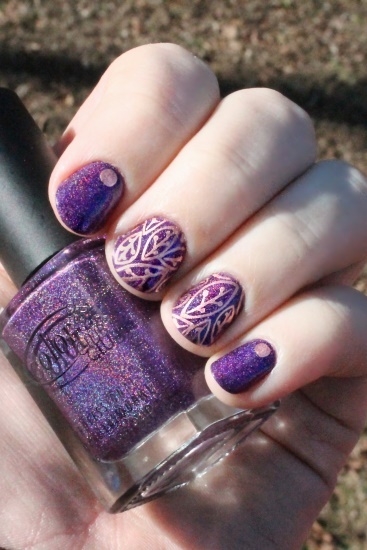 Purple with Copper Leaves Nails