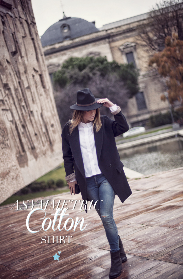 street style barbara crespo asymmetric cotton oxford shirt fashion blogger outfit