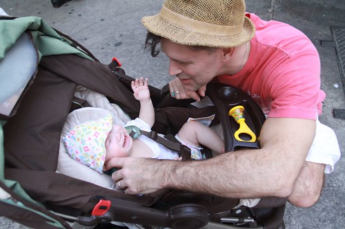 Lulu\'s first stroller (not in a baby seat)