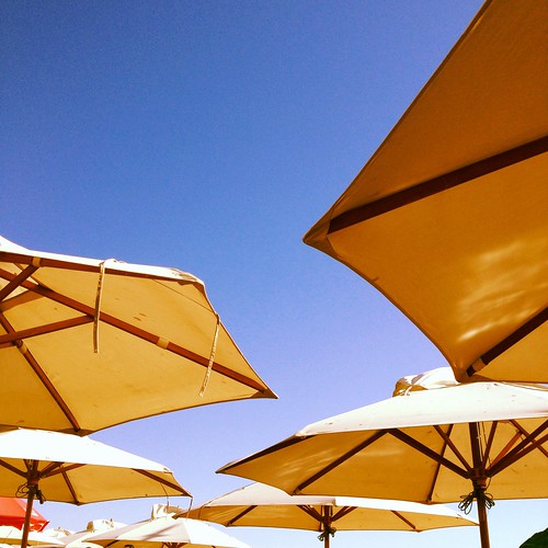 Blue skies and parasols