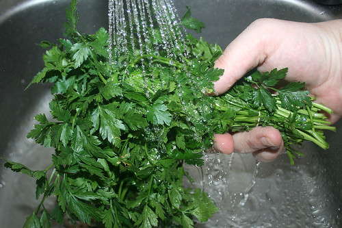 19 - Petersilie waschen / Wash parsley