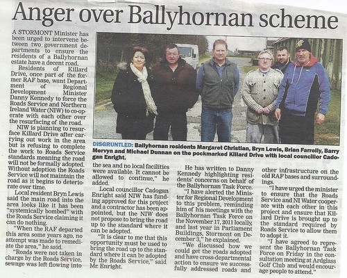 10th April 2013 Anger in Ballyhornan NIwater mismanagement of Schemes by CadoganEnright
