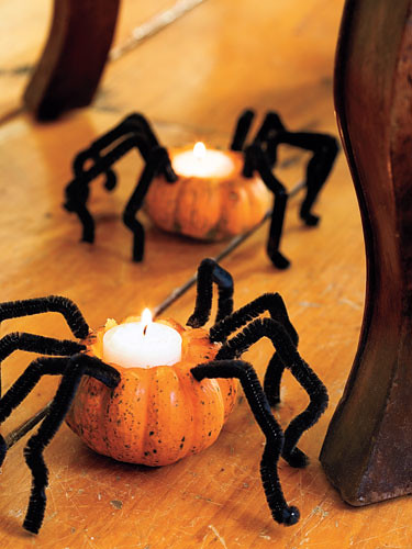 spider crafts, pumpkin spiders, halloween decorations