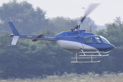 G-SUET - 1968 build Bell 206B Jet Ranger II, departing from the Heliport at Barton