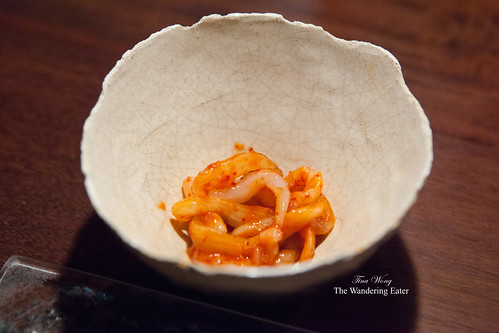 Course 7 - Kimchi de col i calamar (kimchi of cabbage and squid)