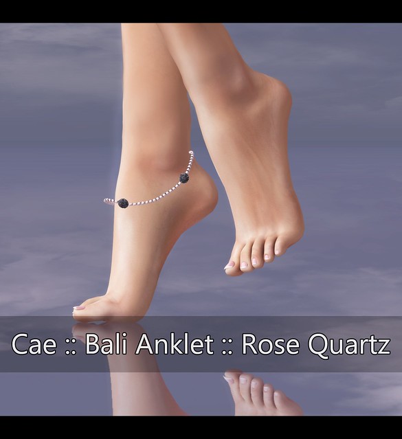 JD - Feet Tip Toe FULL - Cae Bal Anklet Rose Quartz - Gacha at Shoetopia