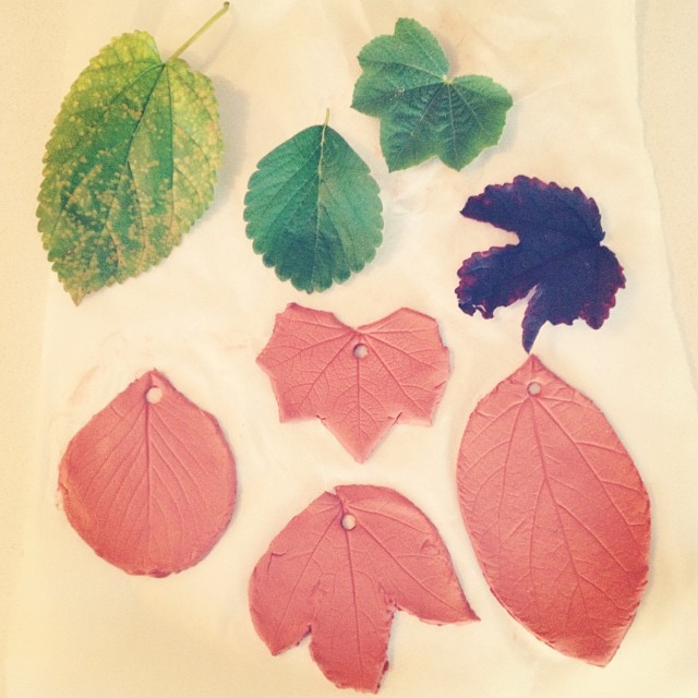 Air dry clay leaves for a hanging a la @sarahhumphreys and @thisbrownwren :) #airdryclay #craftingwithkids