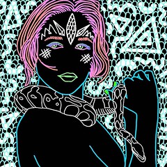 #art with model @ira_shambary 🐍 #artist #sketch #doodle #colour #cyan #horrorvacui #pastel #vaporart #vaporwave #aesthetic #trippy #psychedelic #softgrunge #pastelgoth #abstract #abstractart #cyberpunk #graffiti #seapunk #stickerart #toronto #phoeni