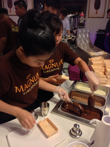 Dipping our Magnums in Dark Chocolate Coating