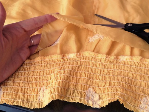 Yellow Rose of Texas Dress-to-Cami Refashion - In Progress