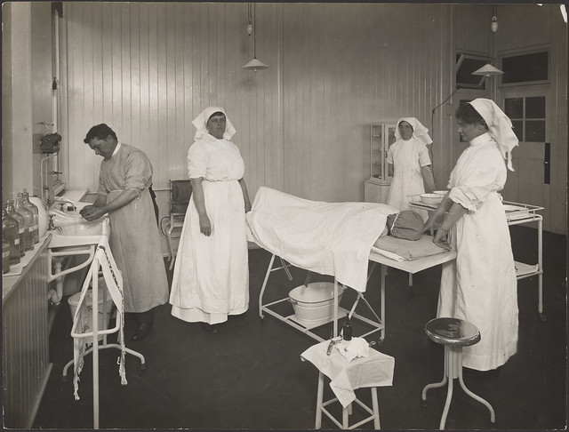 Patient undergoing surgery at the General Treatment Clinic for School Children, Sydney