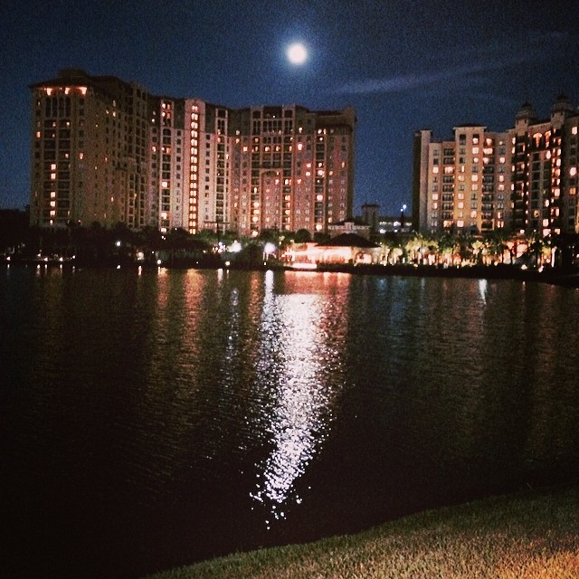 The moon is up- good first day in Orlando.  And of course @austin_kennemer is out running...