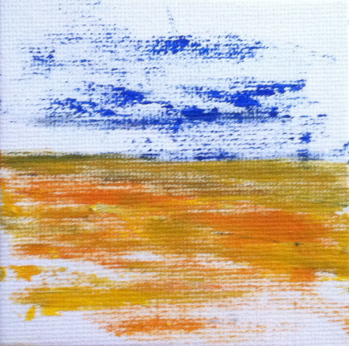 Blue Sky Golden Field (Mini-Painting as of December 3, 2013) by randubnick