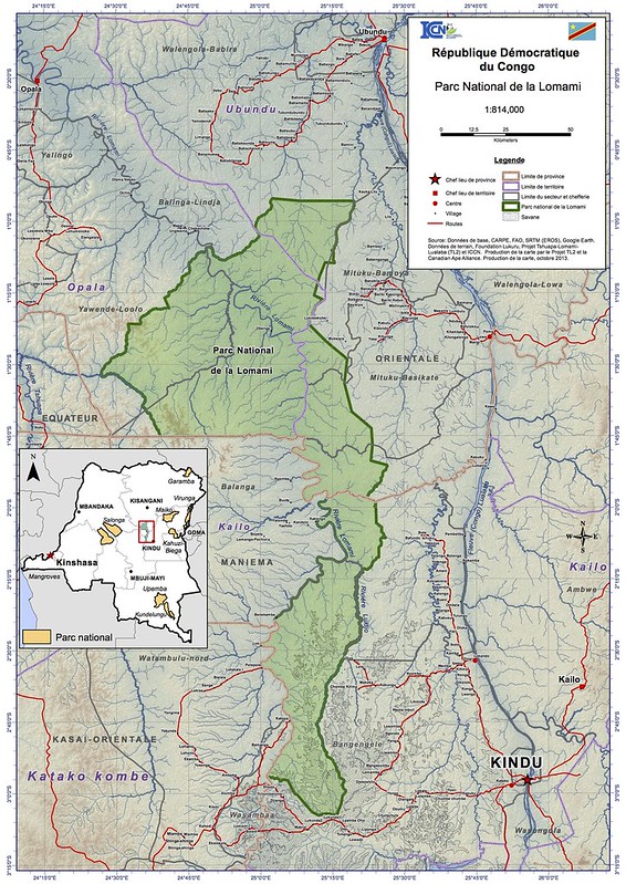 2013 map of the Lomami National Park