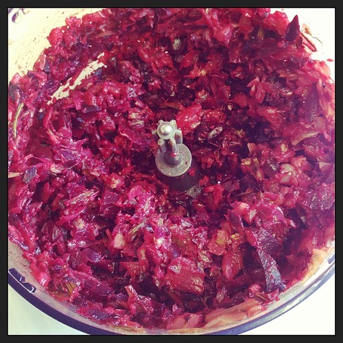 Fennel and beetroot roasted and chopped ready to be made into relish!