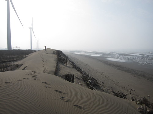 草漯沙丘與風機。攝影：台灣環境資訊協會。