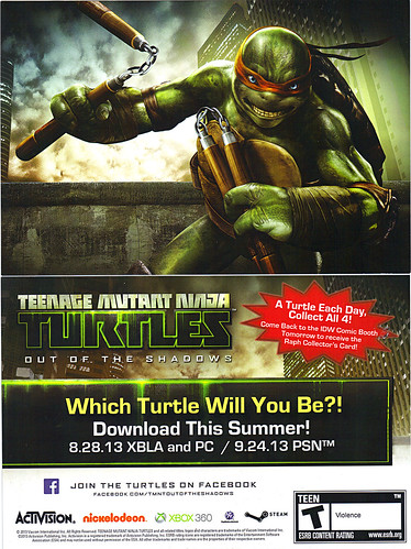 "TEENAGE MUTANT NINJA TURTLES : OUT OF THE SHADOWS" //   SDCC "Michelangelo" Collector's card  (( 2013 ))