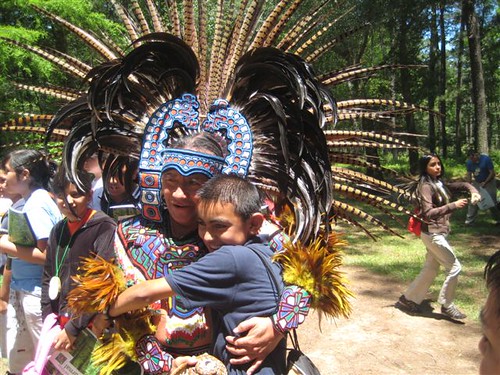 A young boy, who earlier seemed disinterested, suddenly lit up during the Chikawa Aztec Cultural Troupe’s participation in the Exploring Houston’s Backyard program. Shortly after the dance performance, the young boy up to one of the performers, grabbed him and said, “This is my culture!”