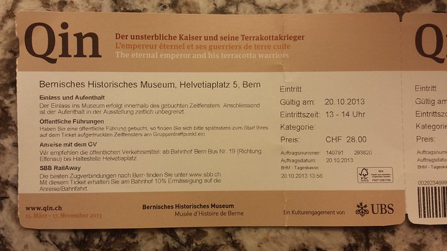 Eintrittsbillette für die Qin-Ausstellung