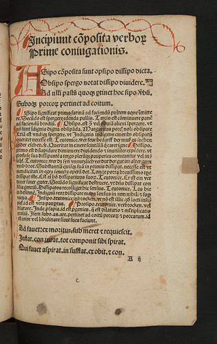 Rubrication with decorative pen-work in Garlandia, Johannes de [pseudo-]: Composita verborum