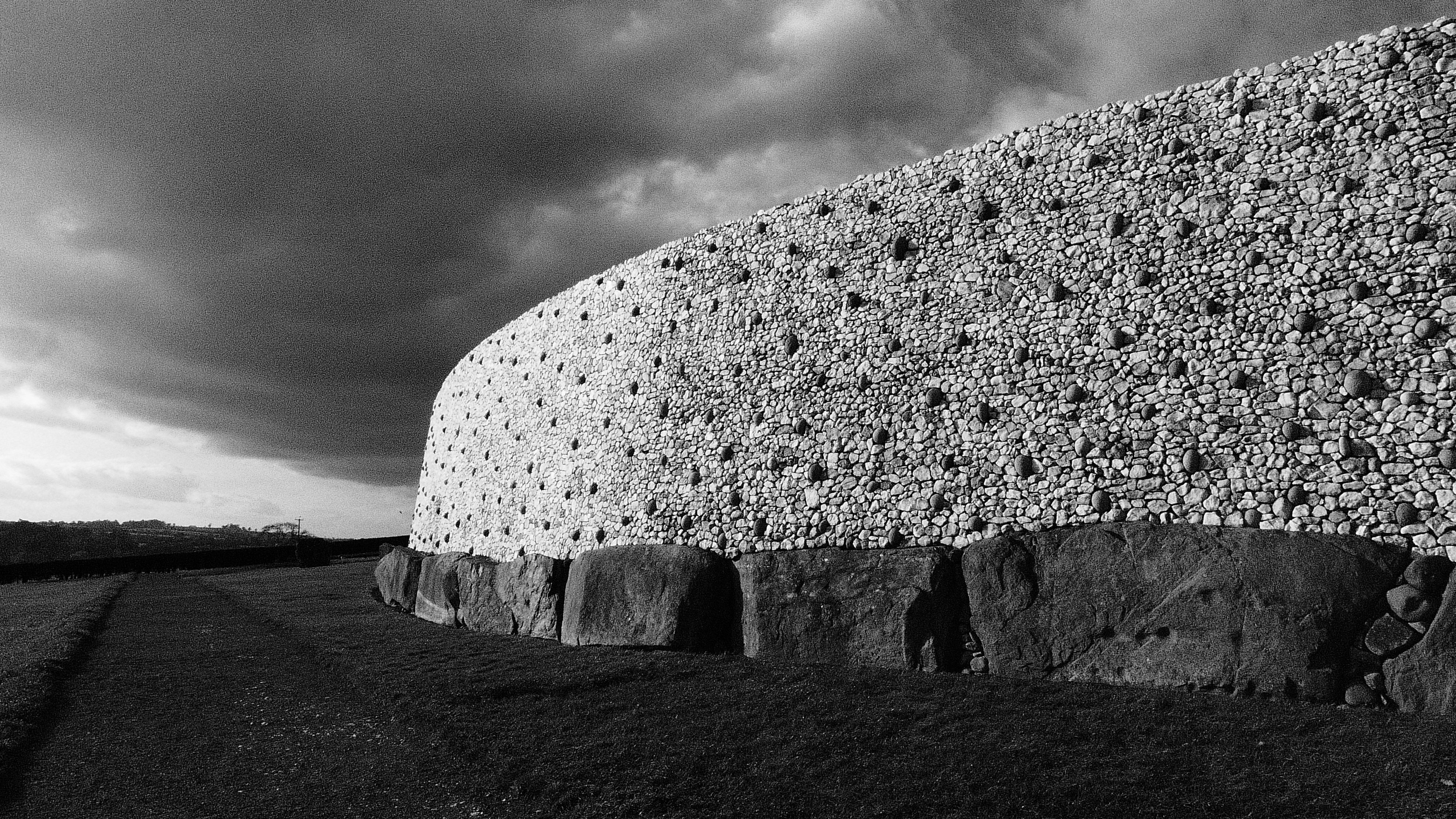 Newgrange Reconstructed Facade. Photo by Patsy Wooters.