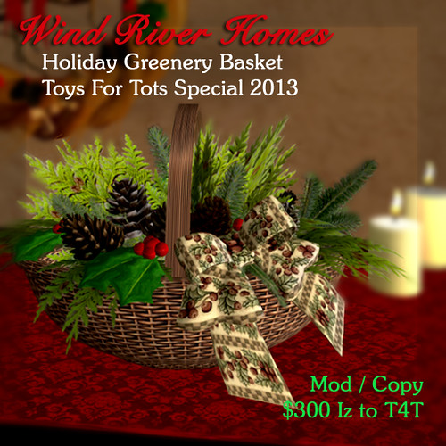 Holiday Greenery Basket - Toys For Tots by Teal Freenote