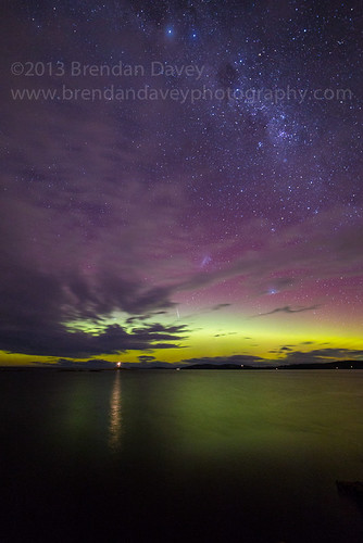 Aurora Australis & Meteor by Brendan Davey